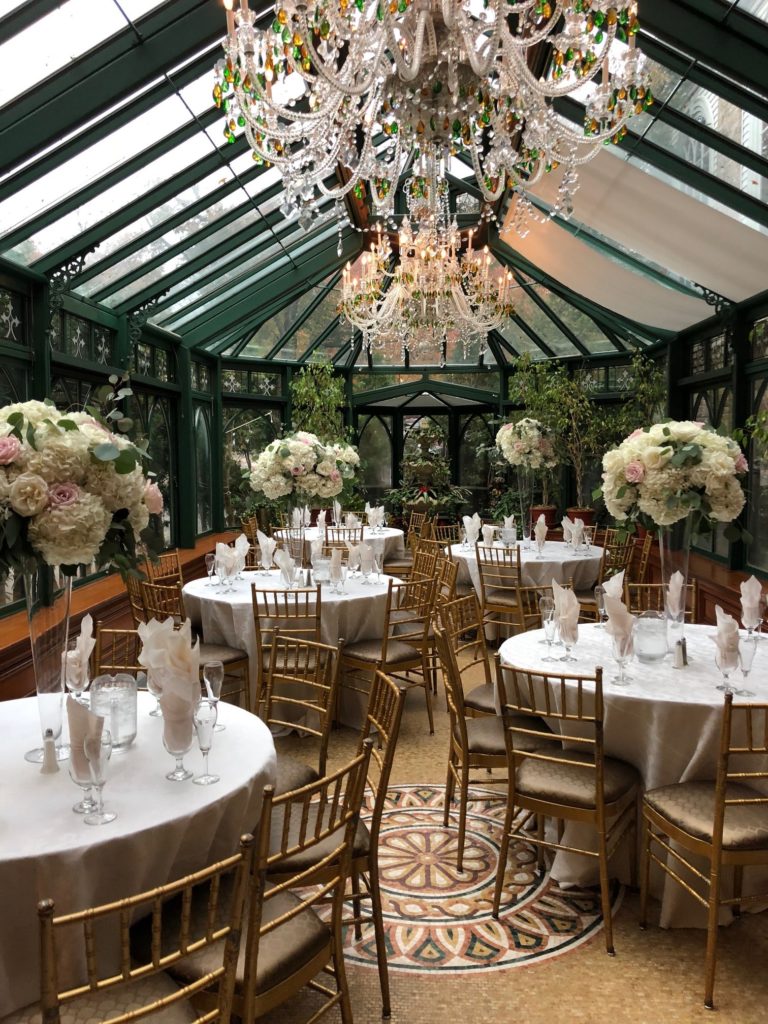 Main Ballroom set up for a wedding reception at The Brownstone for Preford Vendor List